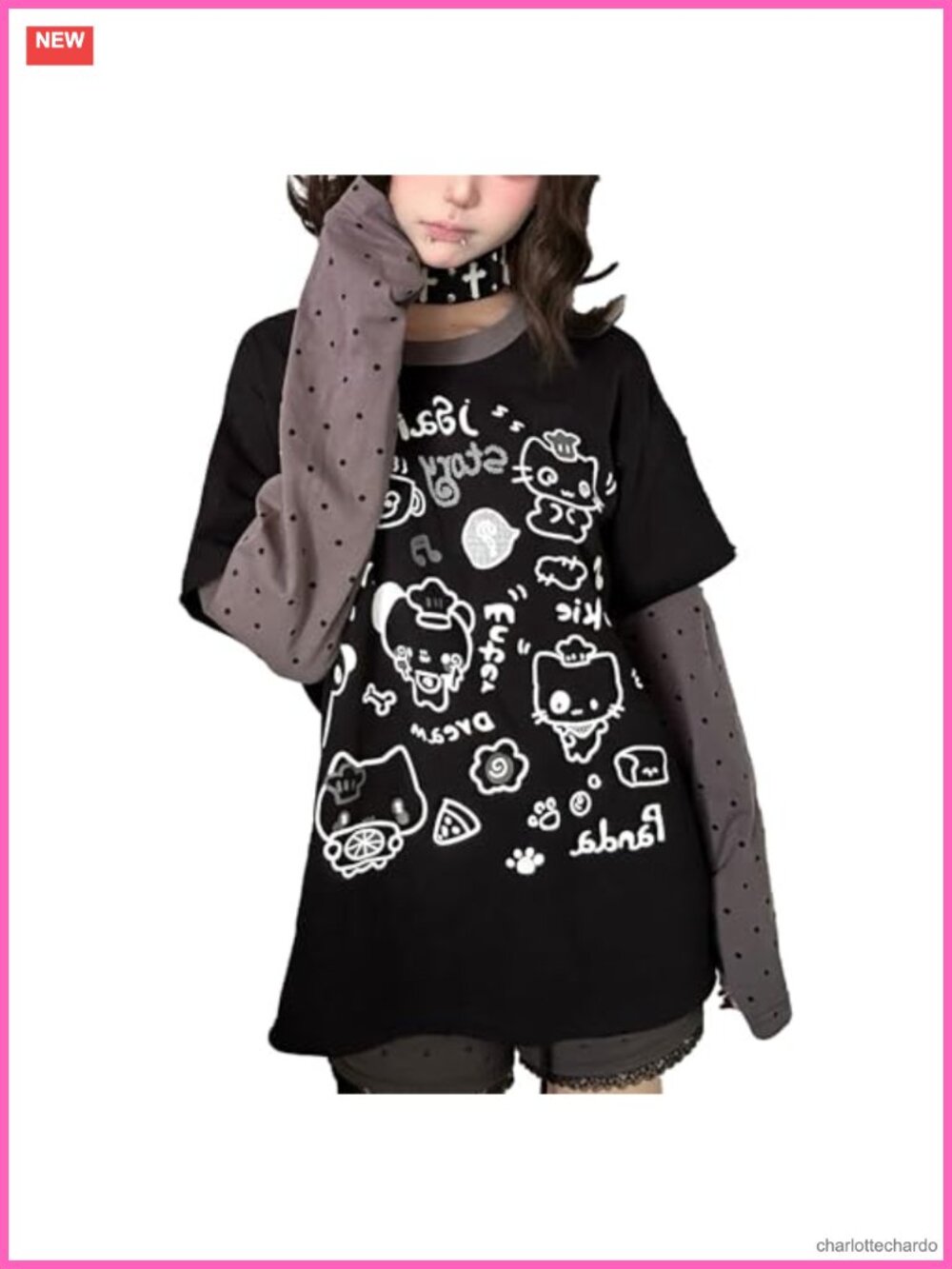 Womens Y2K Kawaii Graphic Striped Sweatshirt Harajuku Pullover
